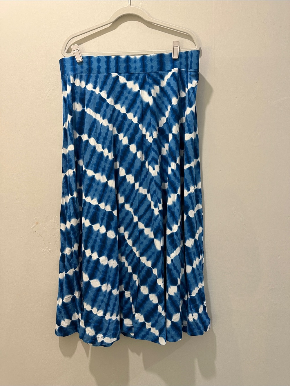 Lands' End Blue and White Tie-Dye Maxi Skirt
